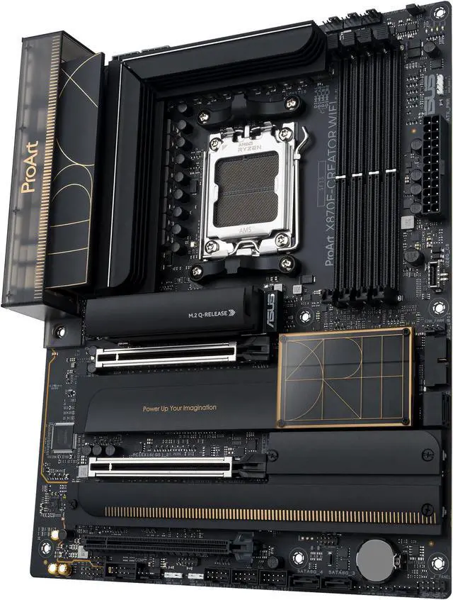 Alt view image 9 of 12 - ASUS ProArt X870E-CREATOR WIFI AMD AM5 X870E ATX Motherboard PCIe 5.0 x16 slots with full support for next-gen GPUs, 16+2+2 power stages, DDR5, dual USB4, 10 Gb & 2.5 Gb LAN, WiFi 7, four M.2 slots