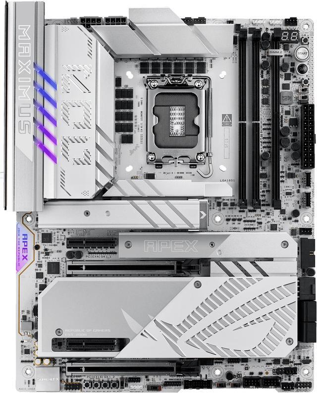 Alt view image 2 of 13 - ASUS ROG MAXIMUS Z890 APEX Intel® Z890 LGA 1851 ATX motherboard, Advanced AI PC-ready, 22+2+1+2 stages, DDR5, WiFi 7, 5G LAN, 3x PCIe® 5.0 M.2, Thunderbolt™ 4, USB Type-C®, AI OC, Cooling & Networking