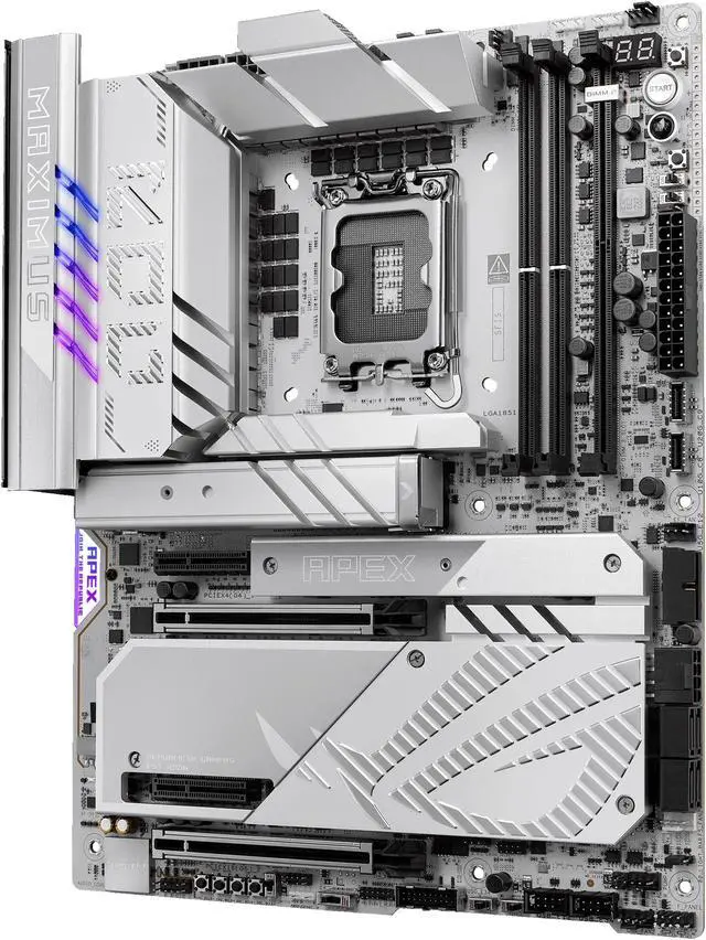 Alt view image 3 of 13 - ASUS ROG MAXIMUS Z890 APEX Intel® Z890 LGA 1851 ATX motherboard, Advanced AI PC-ready, 22+2+1+2 stages, DDR5, WiFi 7, 5G LAN, 3x PCIe® 5.0 M.2, Thunderbolt™ 4, USB Type-C®, AI OC, Cooling & Networking