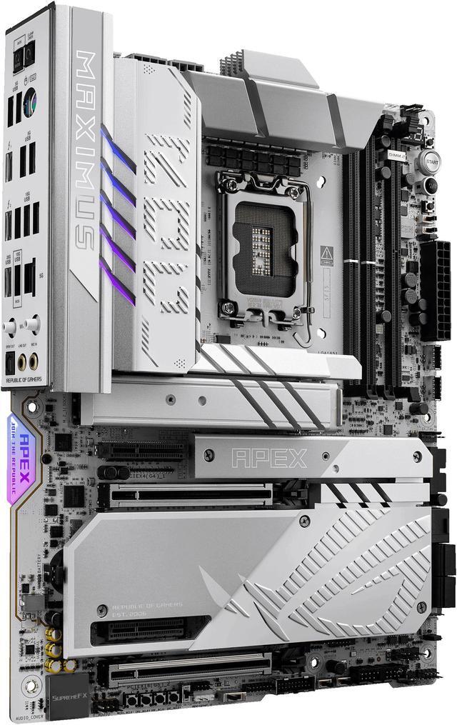 Alt view image 8 of 13 - ASUS ROG MAXIMUS Z890 APEX Intel® Z890 LGA 1851 ATX motherboard, Advanced AI PC-ready, 22+2+1+2 stages, DDR5, WiFi 7, 5G LAN, 3x PCIe® 5.0 M.2, Thunderbolt™ 4, USB Type-C®, AI OC, Cooling & Networking