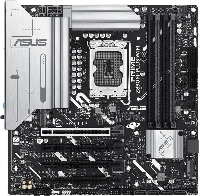Alt view image 2 of 9 - ASUS PRIME Z890M-PLUS WIFI Z890 LGA 1851 mATX motherboard, Intel® Core™ Ultra Series 2 Ready, Advanced AI PC-ready, 10+1+2+1 80A power stages, DDR5, PCIe® 5.0, USB Type-C®, 3x M.2, Wi-Fi 7, 2.5Gb LAN