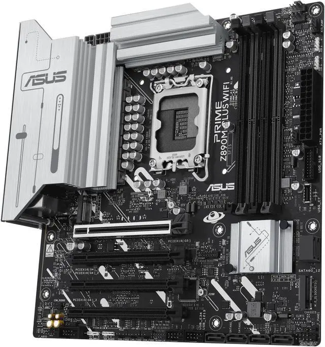 Alt view image 4 of 9 - ASUS PRIME Z890M-PLUS WIFI Z890 LGA 1851 mATX motherboard, Intel® Core™ Ultra Series 2 Ready, Advanced AI PC-ready, 10+1+2+1 80A power stages, DDR5, PCIe® 5.0, USB Type-C®, 3x M.2, Wi-Fi 7, 2.5Gb LAN