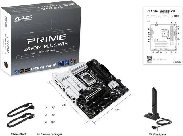 Alt view image 5 of 9 - ASUS PRIME Z890M-PLUS WIFI Z890 LGA 1851 mATX motherboard, Intel® Core™ Ultra Series 2 Ready, Advanced AI PC-ready, 10+1+2+1 80A power stages, DDR5, PCIe® 5.0, USB Type-C®, 3x M.2, Wi-Fi 7, 2.5Gb LAN