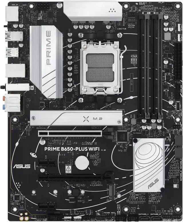 Alt view image 3 of 10 - ASUS PRIME B650-PLUS WIFI AMD B650 AM5 Ryzen™ Desktop 9000 8000 & 7000 ATX motherboard, DDR5, PCIe 5.0 M.2, 2.5Gb LAN, WIFI 6E, HDMI™, SATA 6 Gbps, USB Type-C®, BIOS FlashBack™, Thunderbolt™ 4 Header