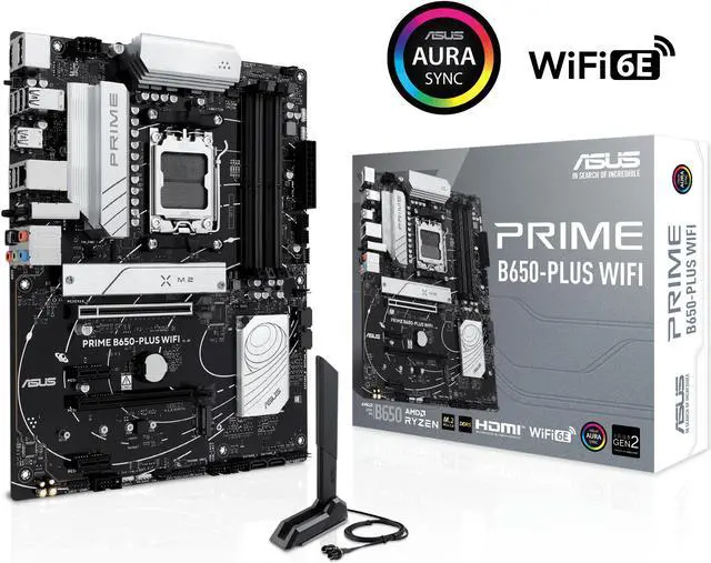 Alt view image 4 of 10 - ASUS PRIME B650-PLUS WIFI AMD B650 AM5 Ryzen™ Desktop 9000 8000 & 7000 ATX motherboard, DDR5, PCIe 5.0 M.2, 2.5Gb LAN, WIFI 6E, HDMI™, SATA 6 Gbps, USB Type-C®, BIOS FlashBack™, Thunderbolt™ 4 Header
