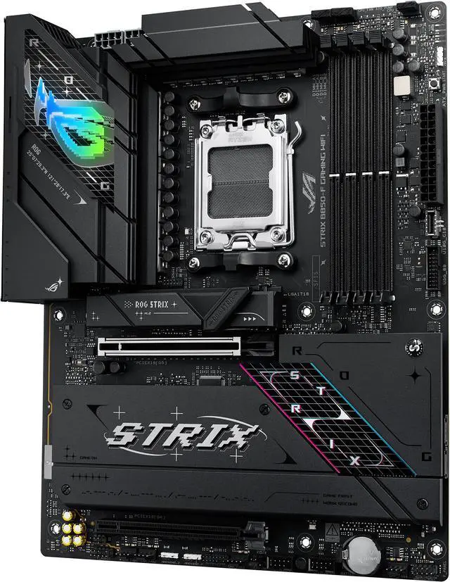 Alt view image 3 of 13 - ASUS ROG STRIX B850-F GAMING WIFI AMD AM5 B850-F ATX motherboard 16+2+2 power stages, AI PC, DDR5 AEMP, WiFi 7, 4x M.2, PCIe 5.0, total support of 19 USB, 20Gbps Type-C, AI Networking II, Aura Sync