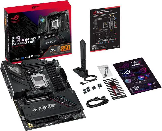 Alt view image 13 of 13 - ASUS ROG STRIX B850-F GAMING WIFI AMD AM5 B850-F ATX motherboard 16+2+2 power stages, AI PC, DDR5 AEMP, WiFi 7, 4x M.2, PCIe 5.0, total support of 19 USB, 20Gbps Type-C, AI Networking II, Aura Sync