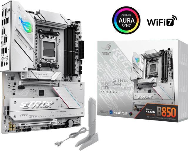 Main image of ASUS ROG STRIX B850-A GAMING WIFI AMD AM5 B850 ATX motherboard 14+2+2 power stages, DDR5 AEMP, 2.5G LAN, WiFi 7 with Q-Antenna, 4x M.2, PCIe 5.0, USB 20Gbps Type-C, AI Networking II, ASUS AI Advisor