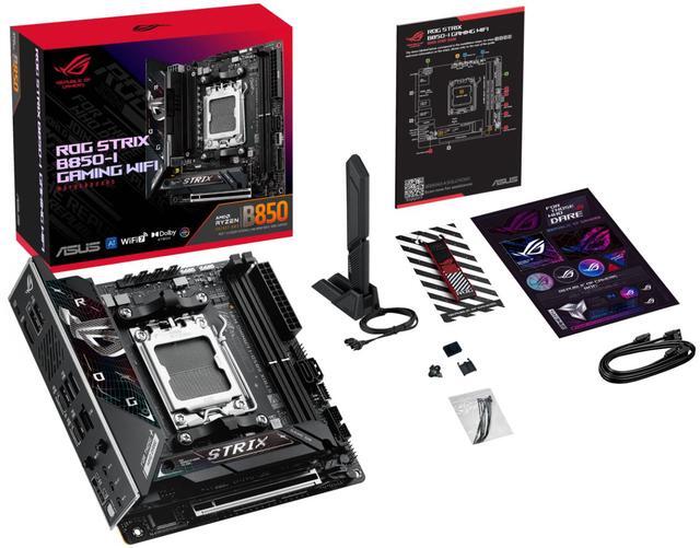 Alt view image 7 of 7 - ASUS ROG STRIX B850-I GAMING WIFI AMD AM5 B850 Mini-ITX mITX motherboard 10+2+1 stages, DDR5 , 2.5G LAN, WiFi 7, 2x M.2, PCIe 5.0 x16, USB 20Gbps Type-C, AI Overclocking, AI Networking II, Aura Sync
