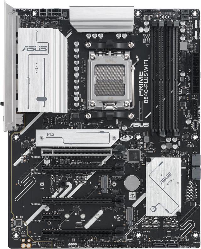 Alt view image 2 of 4 - ASUS PRIME B840-PLUS WIFI AMD AM5 B840 ATX motherboard, Advanced AI Ready, DDR5, PCIe 4.0, 3x M.2, Wi-Fi 6E, 2.5Gb LAN, DisplayPort, HDMI, USB 10Gbps Type-A & Type-C, BIOS FlashBack, Aura Sync RGB
