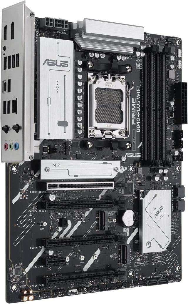 Alt view image 3 of 4 - ASUS PRIME B840-PLUS WIFI AMD AM5 B840 ATX motherboard, Advanced AI Ready, DDR5, PCIe 4.0, 3x M.2, Wi-Fi 6E, 2.5Gb LAN, DisplayPort, HDMI, USB 10Gbps Type-A & Type-C, BIOS FlashBack, Aura Sync RGB
