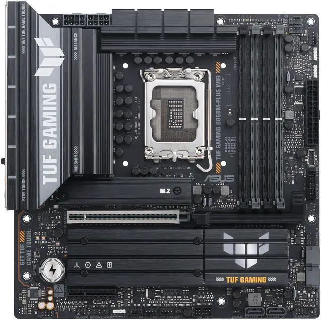 Main image of ASUS TUF GAMING B860M-PLUS WIFI B860 LGA 1851 mATX motherboard, Intel Core Ultra Series 2 Ready, AI PC, 12+1+2+1 80A stages, DDR5 ,PCIe 5.0, 3x M.2, Wi-Fi 7,  2.5G LAN, HDMI, USB 20Gbps Type-C
