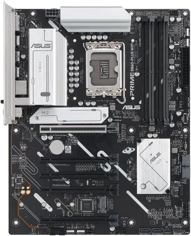 Alt view image 2 of 8 - ASUS PRIME B860-PLUS WIFI B860 LGA 1851 ATX motherboard, Intel Core Ultra Series 2 Ready, Advanced AI PC-ready, 8+1+1+1 stages, DDR5, PCIe 5.0, HDMI, USB 20Gbps Type-C, 2 x M.2, WiFi 6E, 2.5Gb LAN