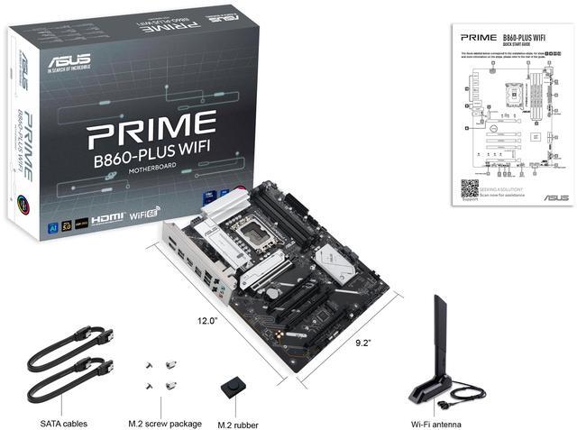 Alt view image 8 of 8 - ASUS PRIME B860-PLUS WIFI B860 LGA 1851 ATX motherboard, Intel Core Ultra Series 2 Ready, Advanced AI PC-ready, 8+1+1+1 stages, DDR5, PCIe 5.0, HDMI, USB 20Gbps Type-C, 2 x M.2, WiFi 6E, 2.5Gb LAN