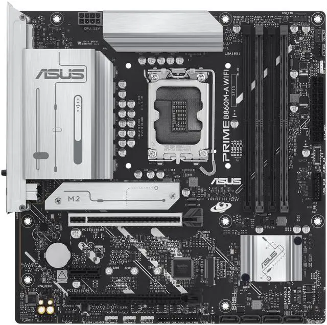 Alt view image 2 of 8 - ASUS PRIME B860M-A WIFI-CSM B860 LGA 1851 mATX motherboard, Intel® Core™ Ultra Series 2 Ready, Advanced AI PC-ready, 7+1+1+1 stage, DDR5, PCIe 5.0 x16, HDMI, USB 20Gbps Type-C®, 2x M.2, WiFi 6E, 2.5Gb LAN