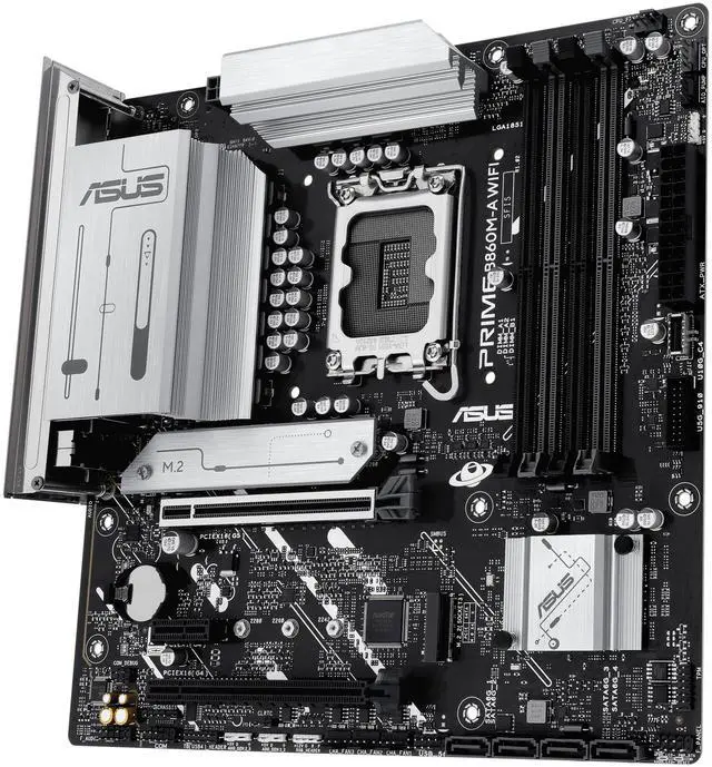Alt view image 4 of 8 - ASUS PRIME B860M-A WIFI-CSM B860 LGA 1851 mATX motherboard, Intel® Core™ Ultra Series 2 Ready, Advanced AI PC-ready, 7+1+1+1 stage, DDR5, PCIe 5.0 x16, HDMI, USB 20Gbps Type-C®, 2x M.2, WiFi 6E, 2.5Gb LAN
