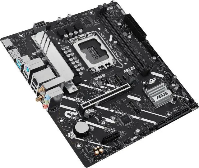 Alt view image 2 of 9 - ASUS PRIME H810M-A WIFI-CSM Intel H810 LGA 1851 mATX motherboard, 6+1+1+1 Discrete MOS, DDR5, PCIe 4.0, 2x M.2, Intel 1Gb Ethernet, Wi-Fi 6, DisplayPort, HDMI, USB 10Gbps, front USB 5Gbps Type-C
