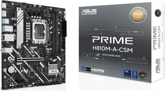 Alt view image 7 of 8 - ASUS PRIME H810M-A-CSM Intel H810 LGA 1851 mATX motherboard, 6+1+1+1 Discrete MOS, DDR5, PCIe 4.0, 2xM.2 slots, Intel 1Gb Ethernet, DisplayPort, HDMI, USB 10Gbps, front USB 5Gbps Type-C
