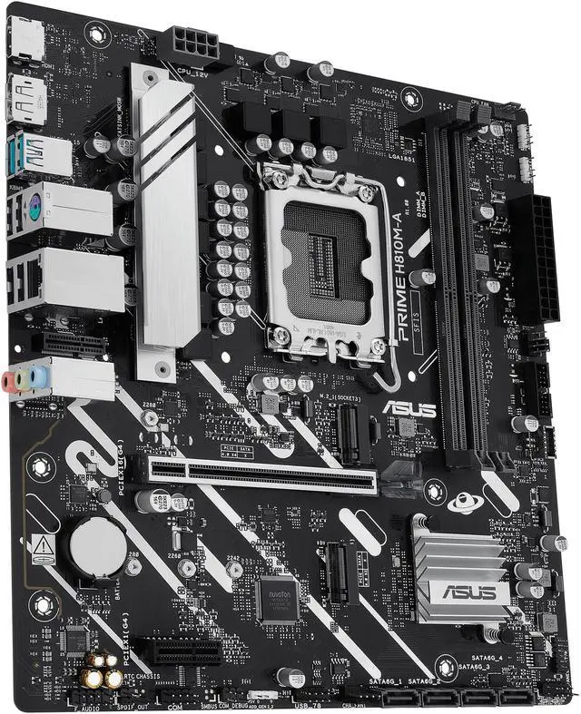 Alt view image 3 of 8 - ASUS PRIME H810M-A-CSM Intel H810 LGA 1851 mATX motherboard, 6+1+1+1 Discrete MOS, DDR5, PCIe 4.0, 2xM.2 slots, Intel 1Gb Ethernet, DisplayPort, HDMI, USB 10Gbps, front USB 5Gbps Type-C