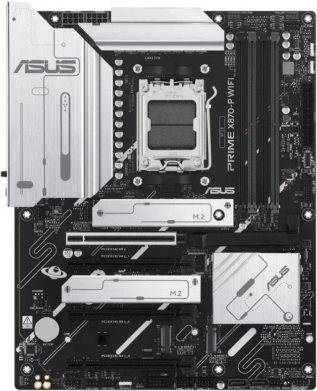 Alt view image 2 of 10 - ASUS Prime X870-P WiFi AMD X870 (Ryzen AM5) ATX Motherboard (DDR5, PCIe 5.0, 4x M.2, WiFi 7, 2.5Gb LAN, Dual USB4 40Gbps Type-C, BIOS FlashBack, Aura Sync)