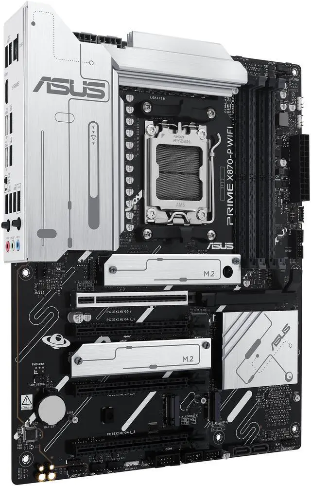 Alt view image 3 of 10 - ASUS Prime X870-P WiFi AMD X870 (Ryzen AM5) ATX Motherboard (DDR5, PCIe 5.0, 4x M.2, WiFi 7, 2.5Gb LAN, Dual USB4 40Gbps Type-C, BIOS FlashBack, Aura Sync)