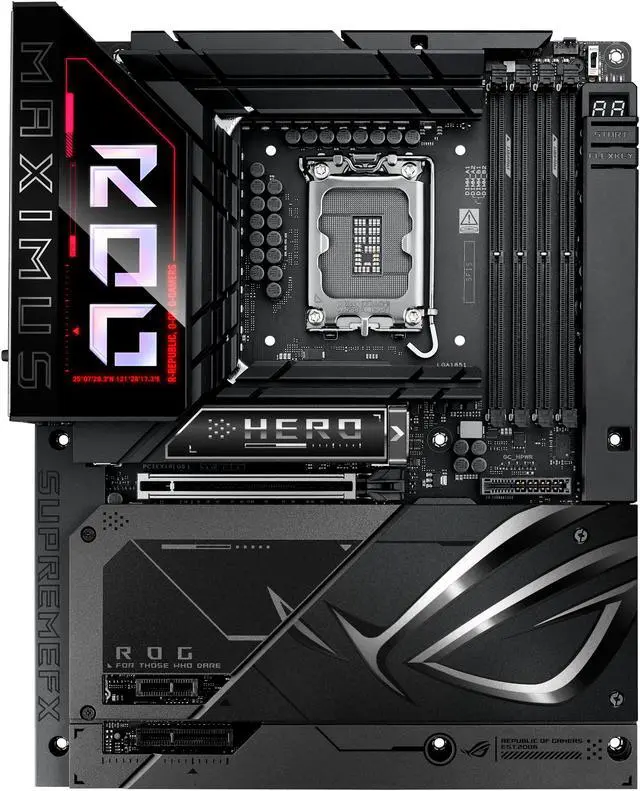 Alt view image 2 of 10 - ASUS ROG MAXIMUS Z890 HERO BTF Z890 LGA 1851 ATX motherboard, hidden-connector design, Advanced AI PC Ready, 22+1+2+2 stages, DDR5, WiFi 7, 2.5G LAN, 6x M.2, PCIe 5.0, Thunderbolt™ 4, USB Type-C®, AI OC