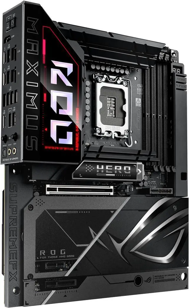 Alt view image 3 of 10 - ASUS ROG MAXIMUS Z890 HERO BTF Z890 LGA 1851 ATX motherboard, hidden-connector design, Advanced AI PC Ready, 22+1+2+2 stages, DDR5, WiFi 7, 2.5G LAN, 6x M.2, PCIe 5.0, Thunderbolt™ 4, USB Type-C®, AI OC