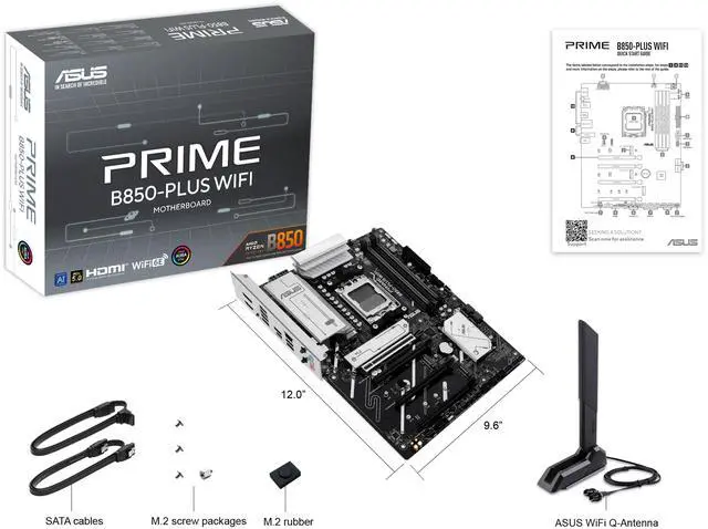Alt view image 8 of 8 - ASUS Prime B850-PLUS WIFI-GSI AMD B850 (Ryzen AM5) ATX Motherboard (DDR5, PCIe 5.0, 3x M.2, WiFi 6E, 2.5Gb LAN, USB 10Gbps Type-C, BIOS FlashBack, Aura Sync)