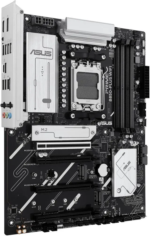 Alt view image 3 of 8 - ASUS Prime B850-PLUS WIFI-GSI AMD B850 (Ryzen AM5) ATX Motherboard (DDR5, PCIe 5.0, 3x M.2, WiFi 6E, 2.5Gb LAN, USB 10Gbps Type-C, BIOS FlashBack, Aura Sync)