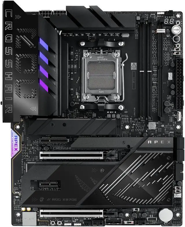 Alt view image 3 of 11 - ASUS ROG CROSSHAIR X870E APEX AMD X870E AM5 ATX motherboard, Advanced AI PC-ready, 18+2+2 stages, DDR5, ROG Memory Fan, ROG DIMM.2 Card, Wi-Fi 7, 5G LAN, 3x M.2, PCIe® 5.0, USB4® , USB Type-C®, AI OC