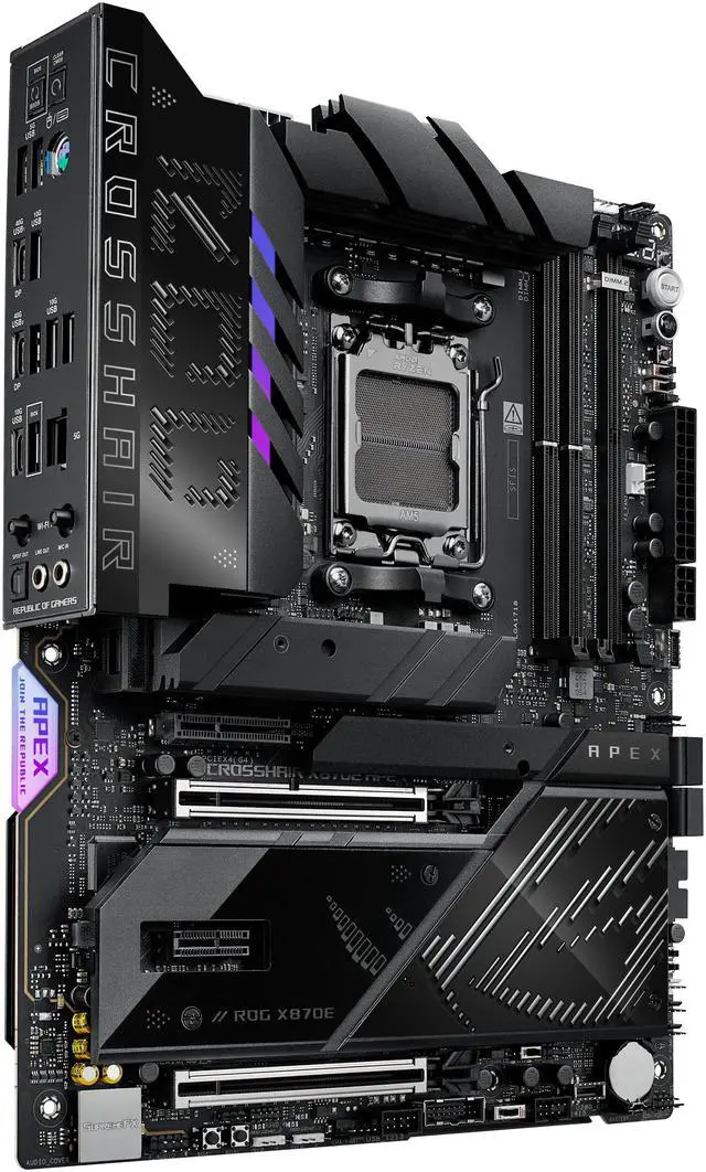 Alt view image 4 of 11 - ASUS ROG CROSSHAIR X870E APEX AMD X870E AM5 ATX motherboard, Advanced AI PC-ready, 18+2+2 stages, DDR5, ROG Memory Fan, ROG DIMM.2 Card, Wi-Fi 7, 5G LAN, 3x M.2, PCIe® 5.0, USB4® , USB Type-C®, AI OC