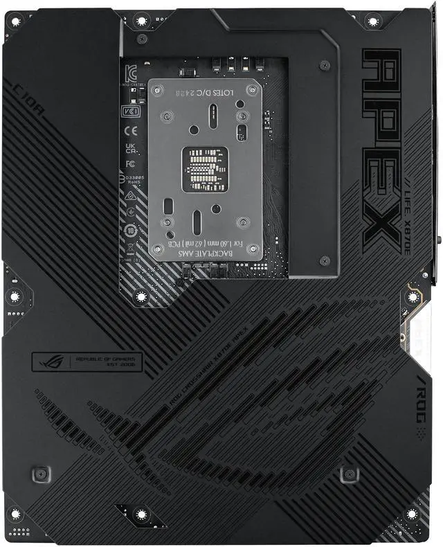 Alt view image 11 of 11 - ASUS ROG CROSSHAIR X870E APEX AMD X870E AM5 ATX motherboard, Advanced AI PC-ready, 18+2+2 stages, DDR5, ROG Memory Fan, ROG DIMM.2 Card, Wi-Fi 7, 5G LAN, 3x M.2, PCIe® 5.0, USB4® , USB Type-C®, AI OC