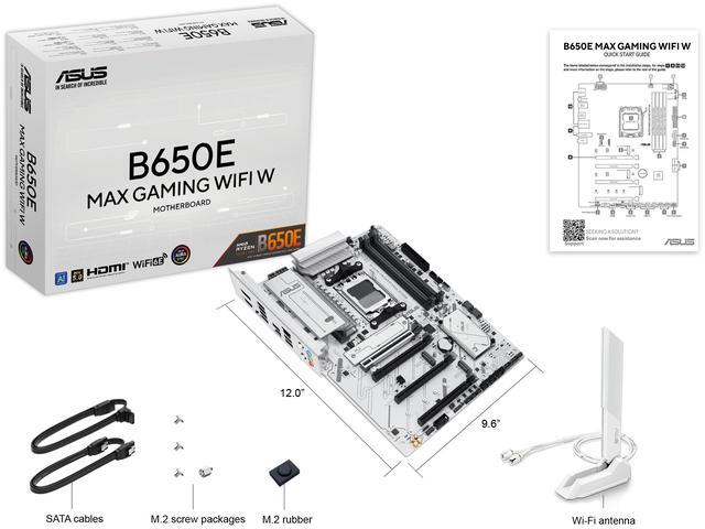 Alt view image 7 of 11 - ASUS B650E MAX GAMING WIFI W - AMD B650 AM5 ATX Motherboard, White PCB, DDR5, PCIe 5.0, 3x M.2, Wi-Fi 6E, 2.5Gb LAN, USB 10Gbps Type-C, DisplayPort, HDMI, BIOS FlashBack, Aura Sync, Advanced AI PC