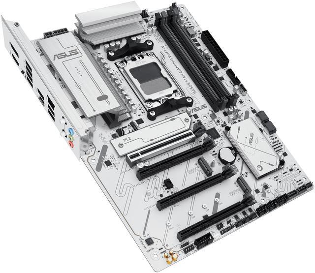 Alt view image 8 of 11 - ASUS B650E MAX GAMING WIFI W - AMD B650 AM5 ATX Motherboard, White PCB, DDR5, PCIe 5.0, 3x M.2, Wi-Fi 6E, 2.5Gb LAN, USB 10Gbps Type-C, DisplayPort, HDMI, BIOS FlashBack, Aura Sync, Advanced AI PC
