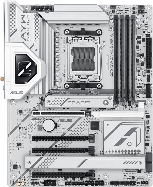 Alt view image 3 of 11 - ASUS X870 AYW GAMING WIFI W AMD X870 AM5 ATX motherboard, 12+2+1 80A DrMOS power stages, DDR5, PCIe 5.0 Ready, PCIe 5.0 x16, 3x M.2, Wi-Fi 6, 2.5Gb LAN, HDMI, USB4, USB 20Gbps Type-C, Aura Sync