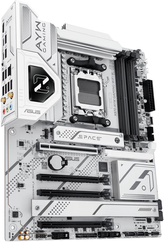 Alt view image 7 of 11 - ASUS X870 AYW GAMING WIFI W AMD X870 AM5 ATX motherboard, 12+2+1 80A DrMOS power stages, DDR5, PCIe 5.0 Ready, PCIe 5.0 x16, 3x M.2, Wi-Fi 6, 2.5Gb LAN, HDMI, USB4, USB 20Gbps Type-C, Aura Sync
