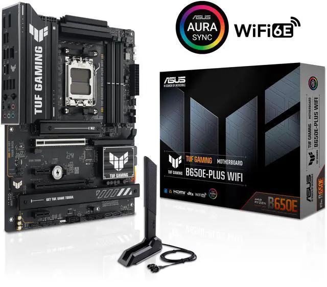 Alt view image 3 of 10 - ASUS TUF GAMING B650E-PLUS WIFI AMD B650 ATX motherboard, 12+2+1 80A DrMOS power stages, DDR5, PCIe 5.0 Ready, 3x M.2, Wi-Fi 6E, 2.5Gb LAN, DisplayPort, HDMI, USB Type-C, BIOS FlashBack, Aura Sync