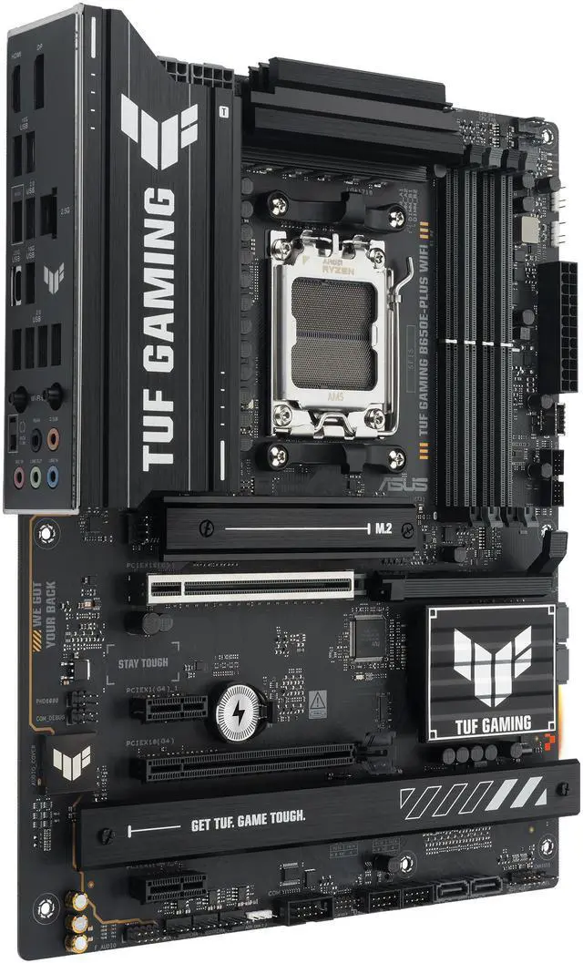 Alt view image 4 of 10 - ASUS TUF GAMING B650E-PLUS WIFI AMD B650 ATX motherboard, 12+2+1 80A DrMOS power stages, DDR5, PCIe 5.0 Ready, 3x M.2, Wi-Fi 6E, 2.5Gb LAN, DisplayPort, HDMI, USB Type-C, BIOS FlashBack, Aura Sync