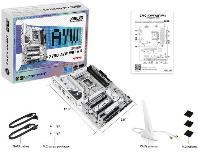 Alt view image 8 of 8 - ASUS Z790-AYW WIFI W II Intel Z790 (LGA 1700) ATX motherboard with PCIe 5.0, three M.2 slots, 12+1 DrMOS, DDR5, WIFI 6, Realtek 2.5Gb LAN, HDMI, rear USB 10Gbps Type-C and Type-A, front USB 10Gbps Type-C, Thunderbolt (USB4), Aura Sync