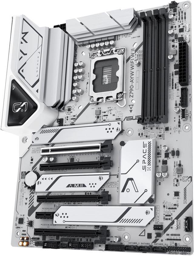 Alt view image 4 of 8 - ASUS Z790-AYW WIFI W II Intel Z790 (LGA 1700) ATX motherboard with PCIe 5.0, three M.2 slots, 12+1 DrMOS, DDR5, WIFI 6, Realtek 2.5Gb LAN, HDMI, rear USB 10Gbps Type-C and Type-A, front USB 10Gbps Type-C, Thunderbolt (USB4), Aura Sync
