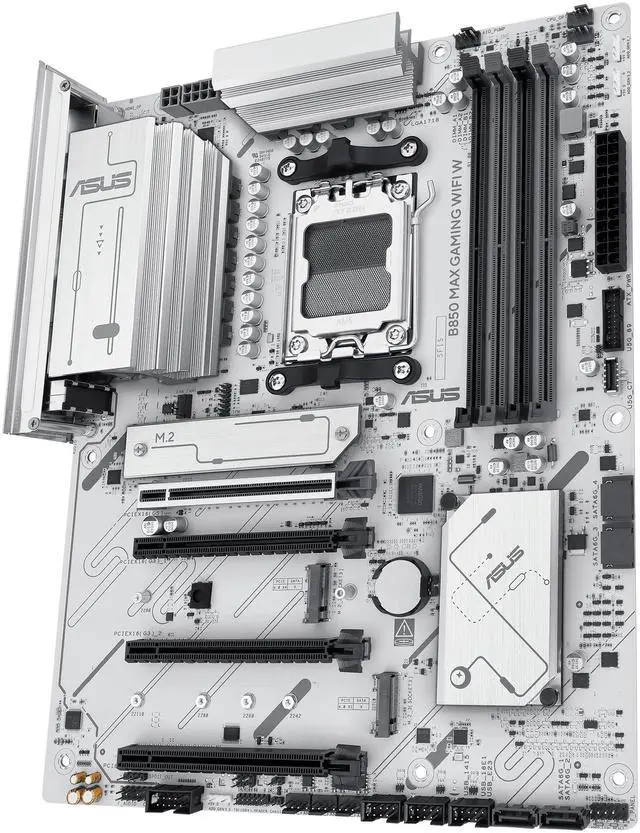 Alt view image 6 of 11 - ASUS B850 MAX GAMING WIFI W - AMD AM5 ATX Motherboard, White PCB, DDR5, PCIe 5.0 Ready, 3x M.2, Wi-Fi 6E, 2.5Gb LAN, USB 10Gbps Type-C, DisplayPort, HDMI, BIOS FlashBack, Aura Sync, ASUS AI Advisor
