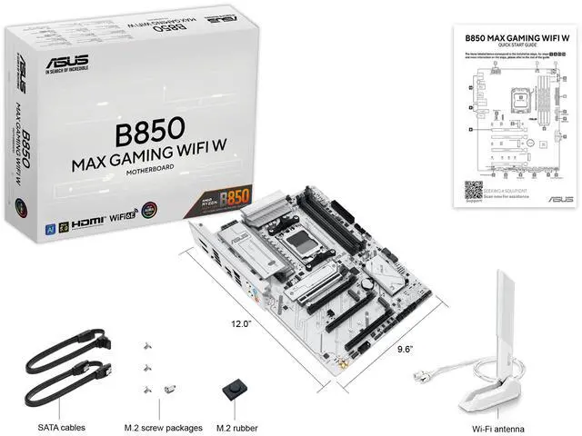 Alt view image 7 of 11 - ASUS B850 MAX GAMING WIFI W - AMD AM5 ATX Motherboard, White PCB, DDR5, PCIe 5.0 Ready, 3x M.2, Wi-Fi 6E, 2.5Gb LAN, USB 10Gbps Type-C, DisplayPort, HDMI, BIOS FlashBack, Aura Sync, ASUS AI Advisor