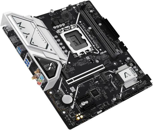 Alt view image 8 of 11 - ASUS B760M-AYW WIFI D4 II Intel B760 (LGA 1700) microATX mATX motherboard, PCIe 5.0 x16 Support, two M.2 slots, DDR4, Realtek 2.5Gb Ethernet, Wi-Fi 6, HDMI, SATA 6 Gbps, front USB 5Gbps, Aura Sync