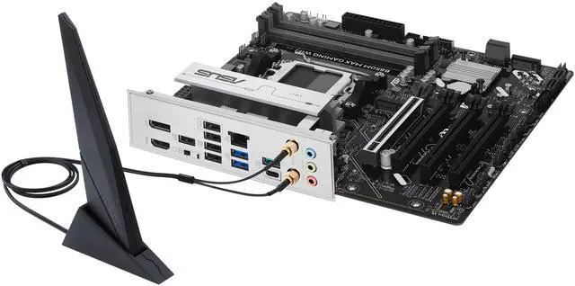 Alt view image 8 of 10 - ASUS B850M MAX GAMING WIFI AMD AM5 B850 mATX motherboard, DDR5, PCIe 5.0 Ready, 3x M.2 slots, Wi-Fi 6, Realtek 1Gb Ethernet, DisplayPort, HDMI, USB 10Gbps Type-A & Type-C, BIOS FlashBack, Aura Sync