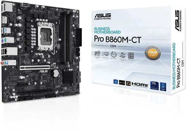 Alt view image 6 of 7 - ASUS PRO B860M-CT-CSM Intel B860 (LGA 1851) mATX Motherboard, PCIe 5.0, DDR5, 2x M.2, Intel 1G LAN, 2x DP, HDMI, USB Type-C, TPM IC Onboard with Enhanced Security, Reliability and Manageability