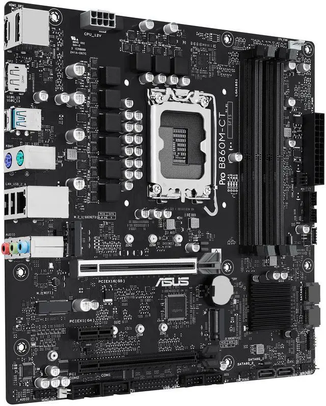 Alt view image 2 of 7 - ASUS PRO B860M-CT-CSM Intel B860 (LGA 1851) mATX Motherboard, PCIe 5.0, DDR5, 2x M.2, Intel 1G LAN, 2x DP, HDMI, USB Type-C, TPM IC Onboard with Enhanced Security, Reliability and Manageability