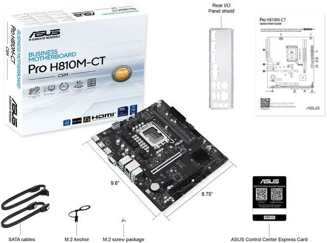 Alt view image 7 of 7 - ASUS PRO H810M-CT-CSM Micro-ATX Intel H810 Business Motherboard, Intel Core Ultra Processors (Series 2) Ready, DDR5, M.2, HDMI with Enhanced Security, Reliability, Manageability and Serviceability