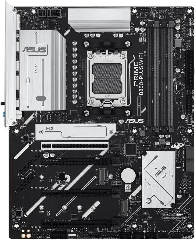 Alt view image 3 of 11 - ASUS PRIME B850-PLUS WIFI AMD AM5 AMD B850 ATX motherboard, DDR5, PCIe 5.0 Ready, 3x M.2, Wi-Fi 6E, 2.5Gb LAN, DisplayPort, HDMI, USB 10Gbps Type-A & Type-C, BIOS FlashBack, Aura Sync, AI Advisor