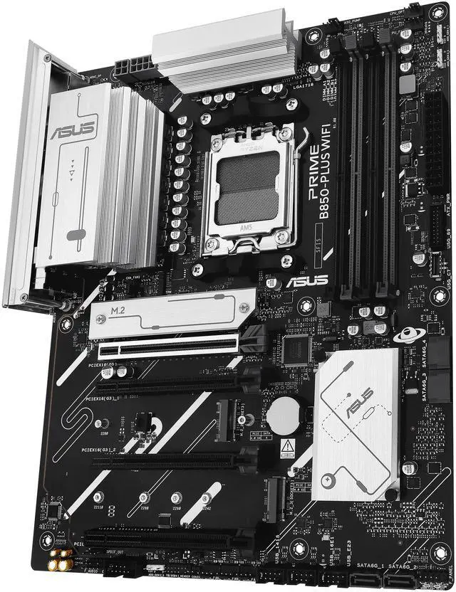 Alt view image 6 of 11 - ASUS PRIME B850-PLUS WIFI AMD AM5 AMD B850 ATX motherboard, DDR5, PCIe 5.0 Ready, 3x M.2, Wi-Fi 6E, 2.5Gb LAN, DisplayPort, HDMI, USB 10Gbps Type-A & Type-C, BIOS FlashBack, Aura Sync, AI Advisor