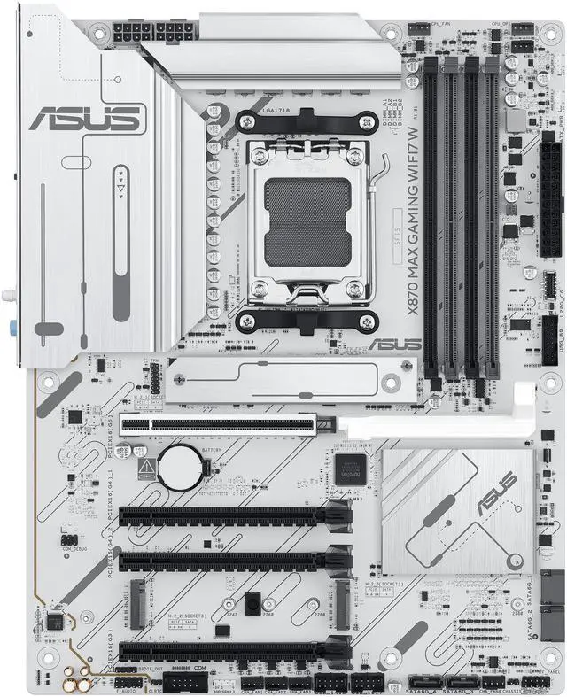 Alt view image 2 of 13 - ASUS X870 MAX GAMING WIFI7 W offers DDR5, PCIe 5.0, Triple M.2, Wi-Fi 7, USB4 Type-C, AI Cooling II, Aura Sync, and 12+2+1 Power Stages